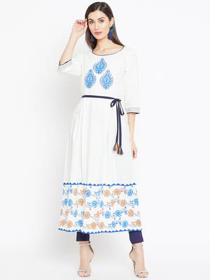 Off white printed cotton kurtas-and-kurtis 2
