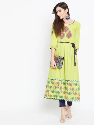 Green printed cotton kurtas-and-kurtis 1