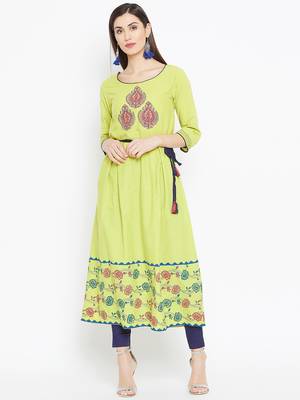 Green printed cotton kurtas-and-kurtis 2