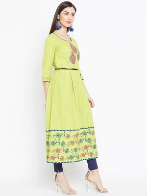 Green printed cotton kurtas-and-kurtis 4