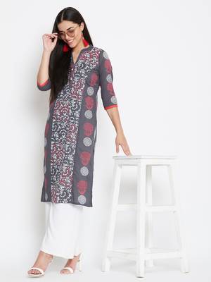 Grey printed cotton kurtas-and-kurtis 2