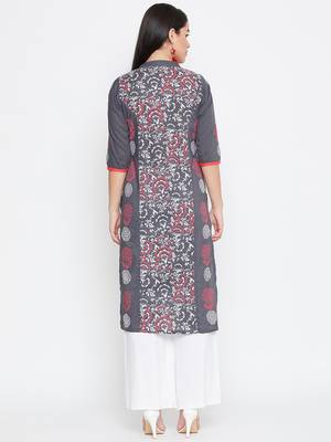 Grey printed cotton kurtas-and-kurtis 5