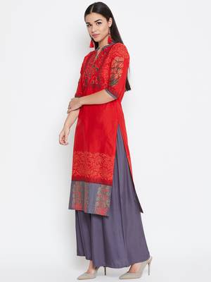 Red printed cotton kurtas-and-kurtis 3