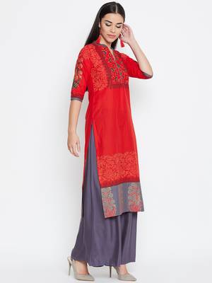 Red printed cotton kurtas-and-kurtis 4