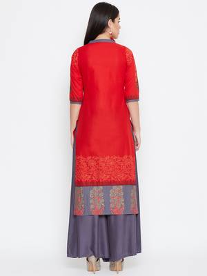 Red printed cotton kurtas-and-kurtis 5