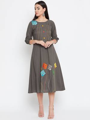 Grey embroidered cotton kurtas-and-kurtis 2