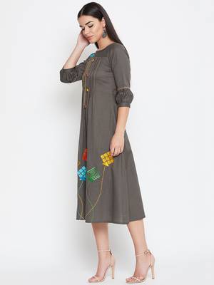 Grey embroidered cotton kurtas-and-kurtis 3