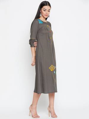 Grey embroidered cotton kurtas-and-kurtis 4