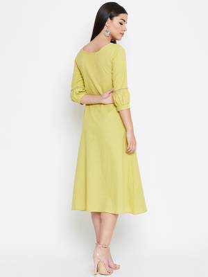 Yellow embroidered cotton kurtas-and-kurtis 5