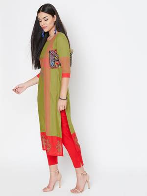 Green printed cotton kurtas-and-kurtis 1