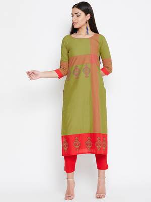 Green printed cotton kurtas-and-kurtis 2