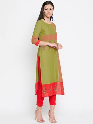 Green printed cotton kurtas-and-kurtis 4