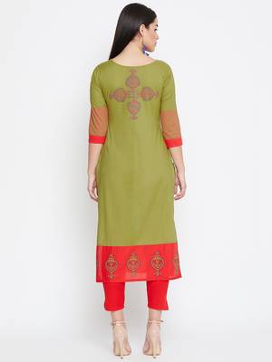Green printed cotton kurtas-and-kurtis 5