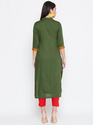 Green embroidered rayon kurtas-and-kurtis 5
