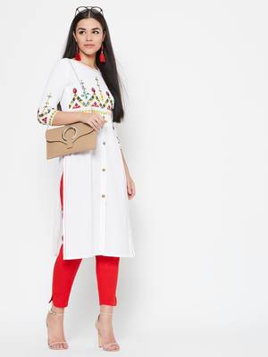 White embroidered cotton kurtas-and-kurtis 1