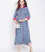 Blue printed rayon kurtas-and-kurtis
