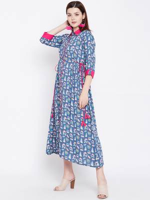 Blue printed rayon kurtas-and-kurtis 3