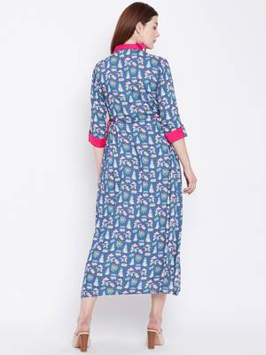 Blue printed rayon kurtas-and-kurtis 5