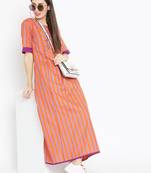 Multicolor striped cotton kurtas-and-kurtis