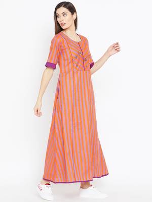 Multicolor striped cotton kurtas-and-kurtis 4