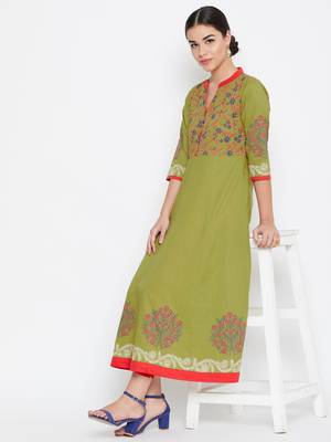 Green printed cotton kurtas-and-kurtis 1