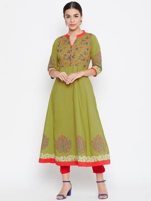 Green printed cotton kurtas-and-kurtis 2