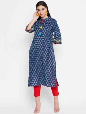 Blue embroidered cotton kurtas-and-kurtis 2