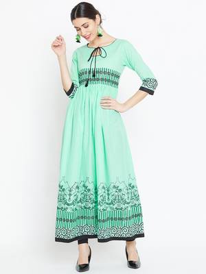Green printed cotton kurtas-and-kurtis 2