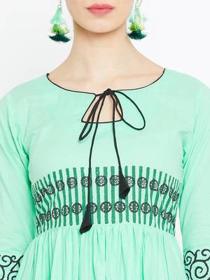 Green printed cotton kurtas-and-kurtis 5
