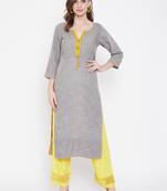 Grey printed cotton kurtas-and-kurtis