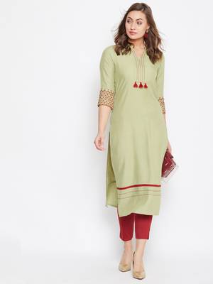 Green embroidered rayon kurtas-and-kurtis 2