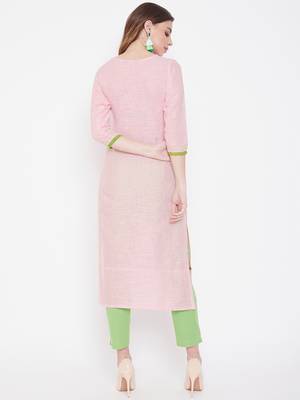 Pink embroidered cotton kurtas-and-kurtis 5