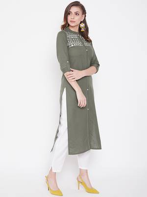 Grey embroidered cotton kurtas-and-kurtis 4