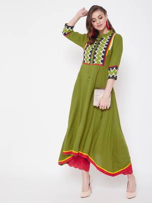 Green  printed rayon kurtas-and-kurtis 2