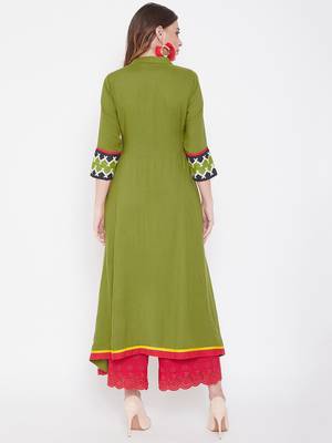 Green  printed rayon kurtas-and-kurtis 5