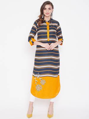 Blue printed rayon kurtas-and-kurtis 1