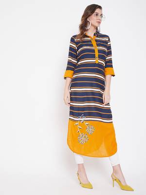 Blue printed rayon kurtas-and-kurtis 2