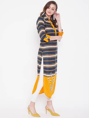 Blue printed rayon kurtas-and-kurtis 4
