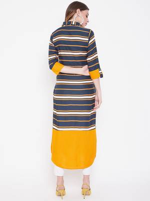Blue printed rayon kurtas-and-kurtis 5