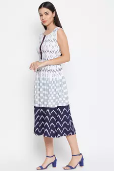 White printed rayon kurtas-and-kurtis