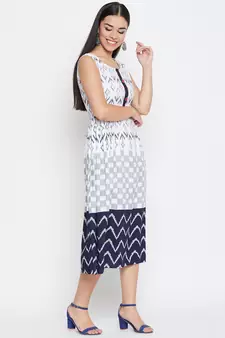 White printed rayon kurtas-and-kurtis