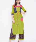 Green printed cotton kurtas-and-kurtis