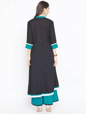 Black embroidered rayon kurtas-and-kurtis 4