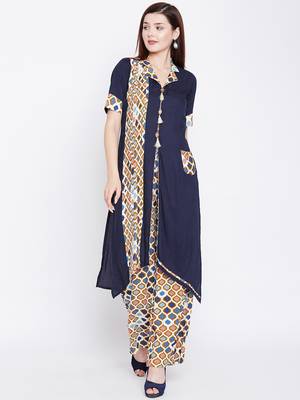 Blue printed rayon kurtas-and-kurtis 1
