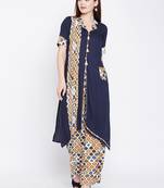 Blue printed rayon kurtas-and-kurtis