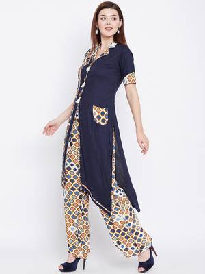 Blue printed rayon kurtas-and-kurtis 2