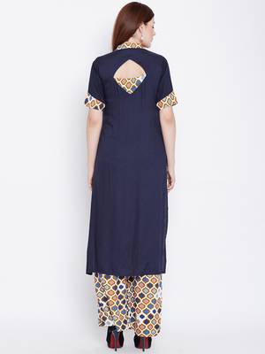 Blue printed rayon kurtas-and-kurtis 4