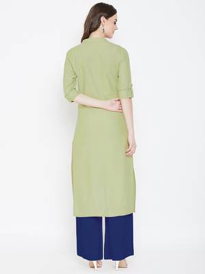 Light green embroidered cotton kurtas-and-kurtis 5