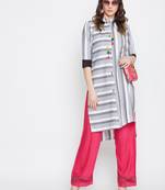 White printed cotton kurtas-and-kurtis