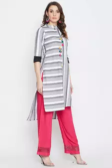 White printed cotton kurtas-and-kurtis